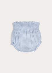 William Check Smocked Bloomers in Blue (3-12mths) Bloomers from Pepa London