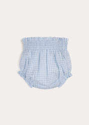 William Check Smocked Bloomers in Blue (3-12mths) Bloomers from Pepa London