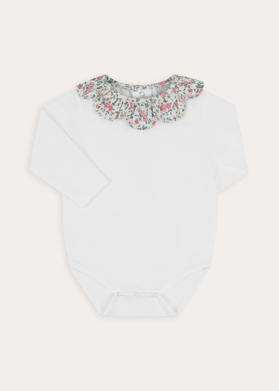 Violet Floral Petal Collar Bodysuit in Pink (1mth-3yrs) Tops & Bodysuits from Pepa London