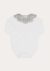 Violet Floral Petal Collar Bodysuit in Pink (1mth-3yrs) Tops & Bodysuits from Pepa London