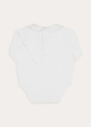 Floral Embroidered Collar Bodysuit in White (6mths-3yrs) Tops & Bodysuits from Pepa London