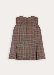 Glenmore Houndstooth Sleeveless Pinafore Dress in Brown (2-10yrs) Dresses from Pepa London