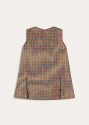 Glenmore Houndstooth Sleeveless Pinafore Dress in Brown (2-10yrs) Dresses from Pepa London
