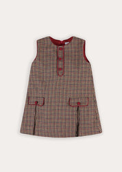 Glenmore Houndstooth Sleeveless Pinafore Dress in Brown (2-10yrs) Dresses from Pepa London