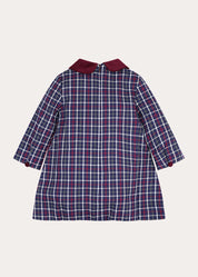 Newton Check Long Sleeve Velvet Collar Dress in Navy (18mths-10yrs) Dresses from Pepa London