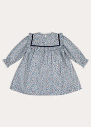 Alexandra Floral Long Sleeve Trapeze Dress in Blue (18mths-10yrs) Dresses from Pepa London