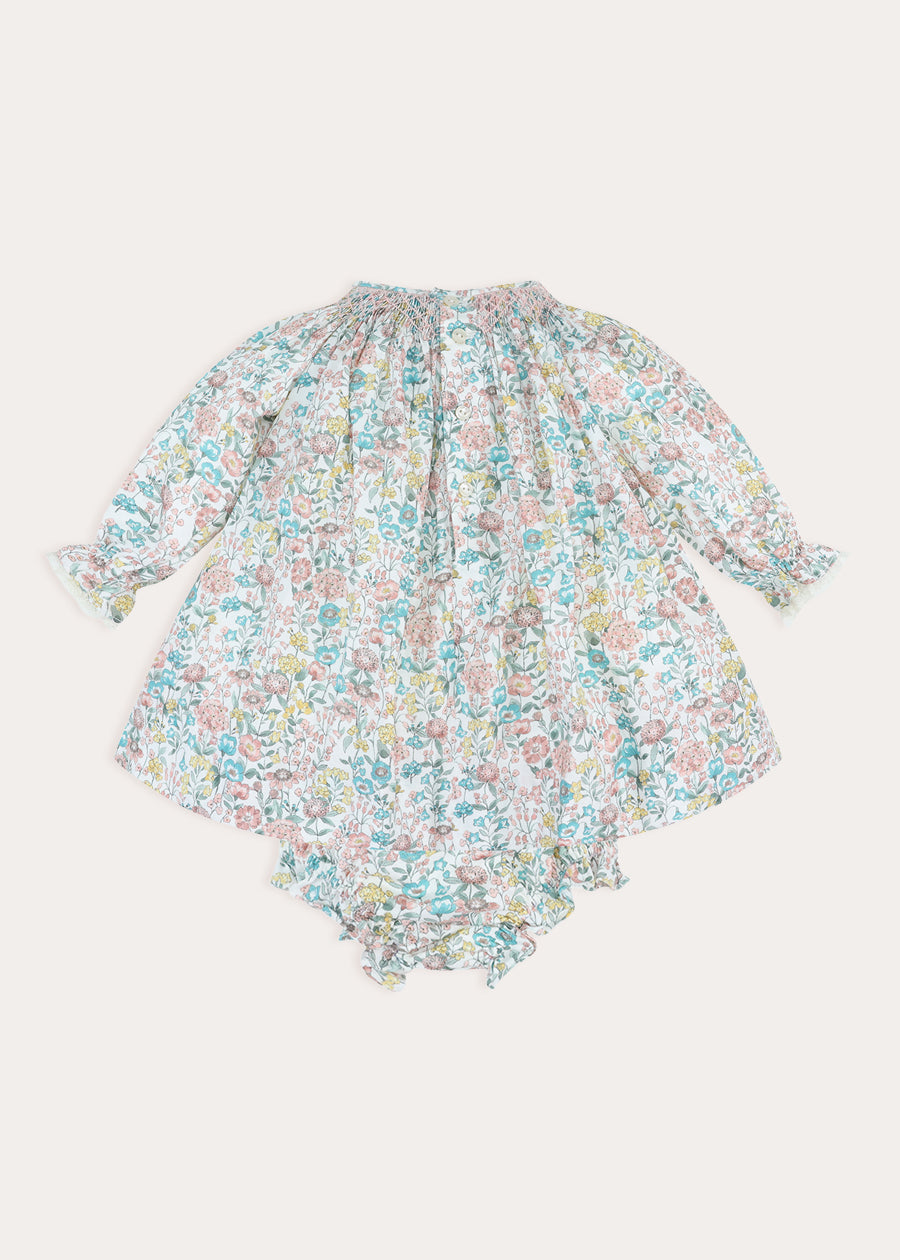 Bertoli Floral Petal Collar Long Sleeve Dress With Bloomers in Dusty Pink (6mths-4yrs)