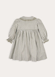 Westbury Gingham Long Sleeve Layered Collar Dress in Green (18mths-10yrs) Dresses from Pepa London