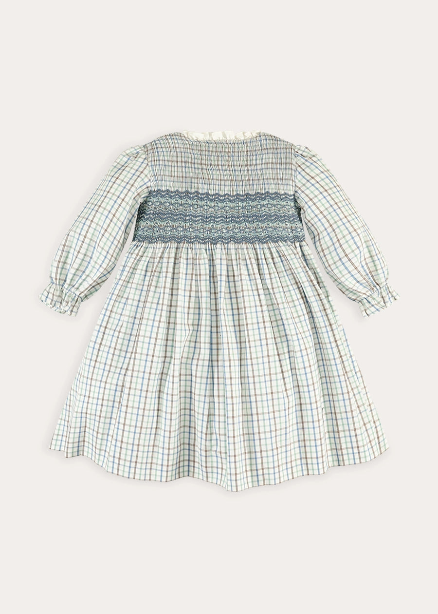 Beaumont Check Long Sleeve Dress in Blue (18mths-10yrs) Dresses from Pepa London