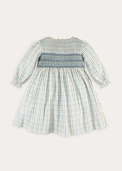 Beaumont Check Long Sleeve Dress in Blue (18mths-10yrs) Dresses from Pepa London