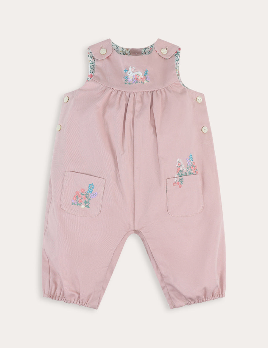 Bunny Floral Embroidered Pocket Detail Dungarees in Pink (12mths-4yrs) DUNGAREES from Pepa London