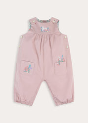 Bunny Floral Embroidered Pocket Detail Dungarees in Pink (12mths-4yrs)