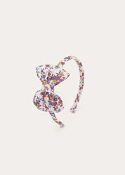 Victoria Floral Medium Bow Hairband in Burgundy Hair Accessories from Pepa London