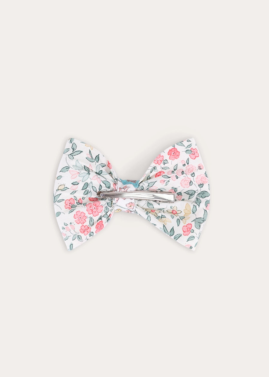 Violet Floral Medium Bow Hair Clip in Pink Hair Accessories from Pepa London