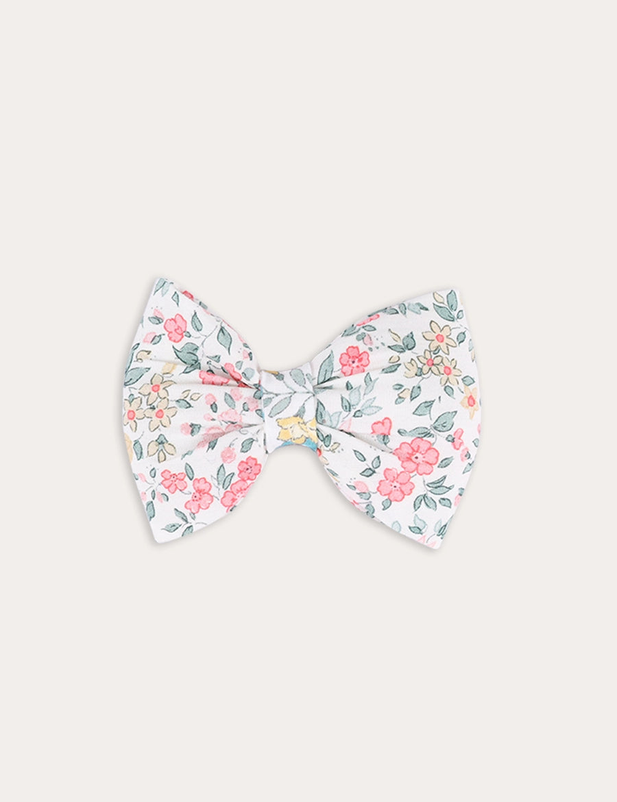 Violet Floral Medium Bow Hair Clip in Pink Hair Accessories from Pepa London
