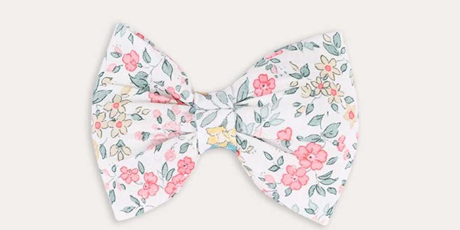 Violet Floral Medium Bow Hair Clip in Pink Hair Accessories from Pepa London
