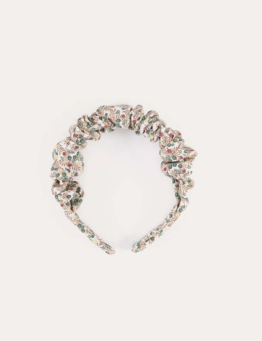 Evelyn Floral Scrunchie Hairband in Green Hair Accessories from Pepa London
