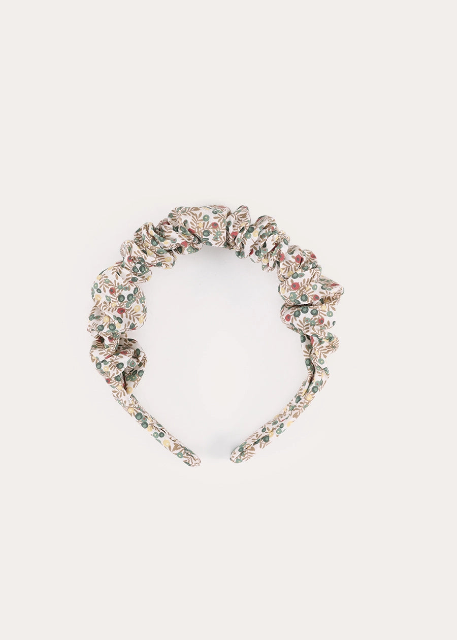 Evelyn Floral Scrunchie Hairband in Green Hair Accessories from Pepa London