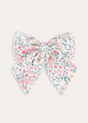 Violet Floral Long Bow Hair Clip in Pink Hair Accessories from Pepa London