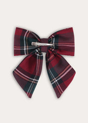 Balmoral Tartan Burgundy Long Bow Hair Clip in Burgundy Hair Accessories from Pepa London
