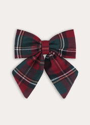 Balmoral Tartan Burgundy Long Bow Hair Clip in Burgundy Hair Accessories from Pepa London