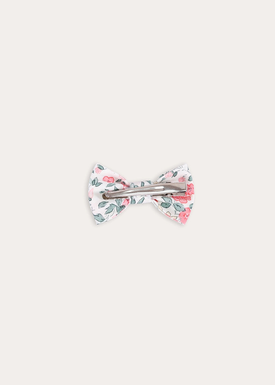 Violet Floral Small Bow Hair Clip in Pink Hair Accessories from Pepa London