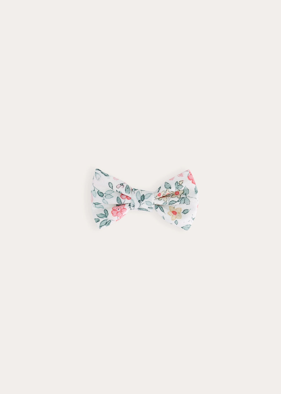 Violet Floral Small Bow Hair Clip in Pink Hair Accessories from Pepa London