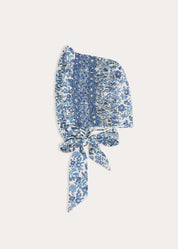Daphne Floral Hand Smocked Bonnet in Blue (S-L) Knitted Accessories from Pepa London