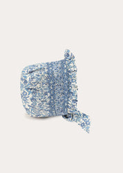 Daphne Floral Hand Smocked Bonnet in Blue (S-L) Knitted Accessories from Pepa London