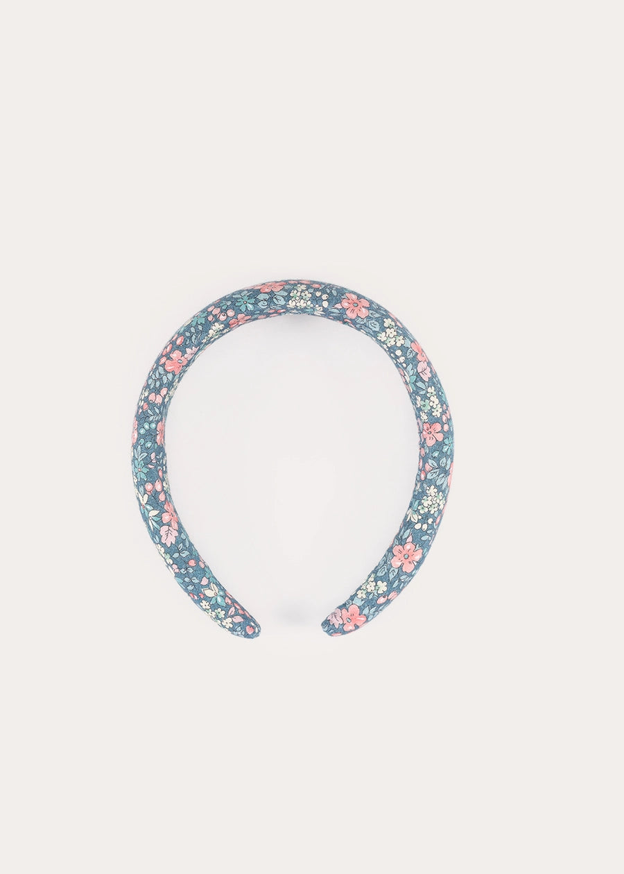 Beatrice Floral Padded Hairband in Teal Hair Accessories from Pepa London