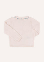 Wildflower Embroidered Knitted Cardigan in Pale Pink (3mths-4yrs) Knitwear from Pepa London