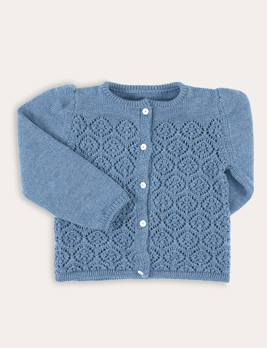 Openwork Knitted Cardigan in Blue (3-10yrs) Knitwear from Pepa London