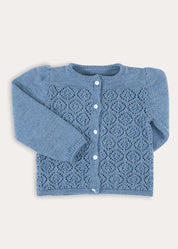 Openwork Knitted Cardigan in Blue (3-10yrs) Knitwear from Pepa London
