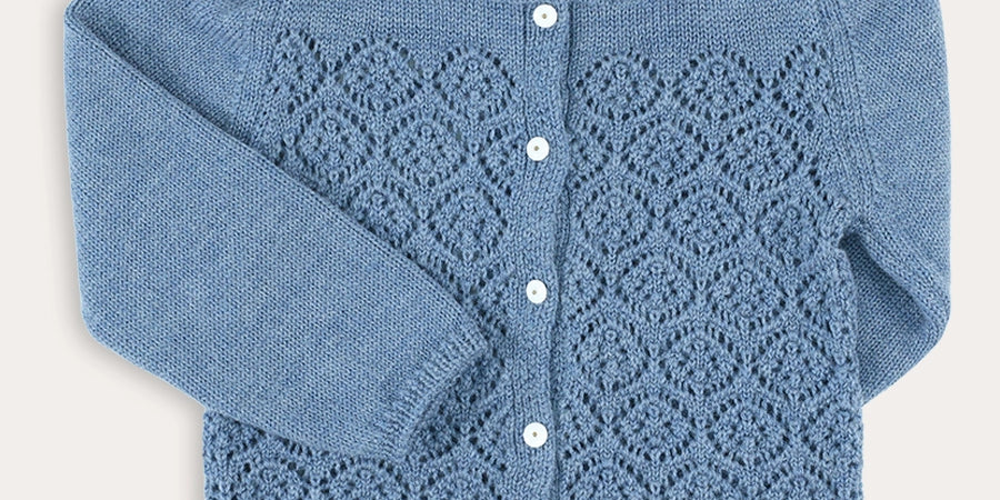 Openwork Knitted Cardigan in Blue (3-10yrs) Knitwear from Pepa London
