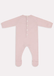 Knitted Floral Hand Embroidered All In One in Dusty Pink (1-12mths) Knitwear from Pepa London