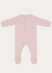 Knitted Floral Hand Embroidered All In One in Dusty Pink (1-12mths)