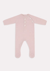 Knitted Floral Hand Embroidered All In One in Dusty Pink (1-12mths) Knitwear from Pepa London
