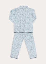 Maisie Floral Scallop Collar Long Sleeve Pyjamas in Blue (2-10yrs) Nightwear from Pepa London