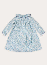 Maisie Floral Frill Collar Long Sleeve Night Dress in Blue (2-8yrs) Nightwear from Pepa London