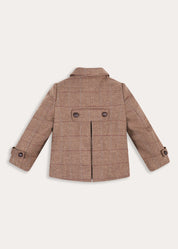Devonshire Check Double Breasted Coat in Brown (2-10yrs) Coats from Pepa London