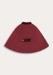 Velvet Collar Cape With Gold Buttons in Burgundy (2-8yrs) Coats from Pepa London