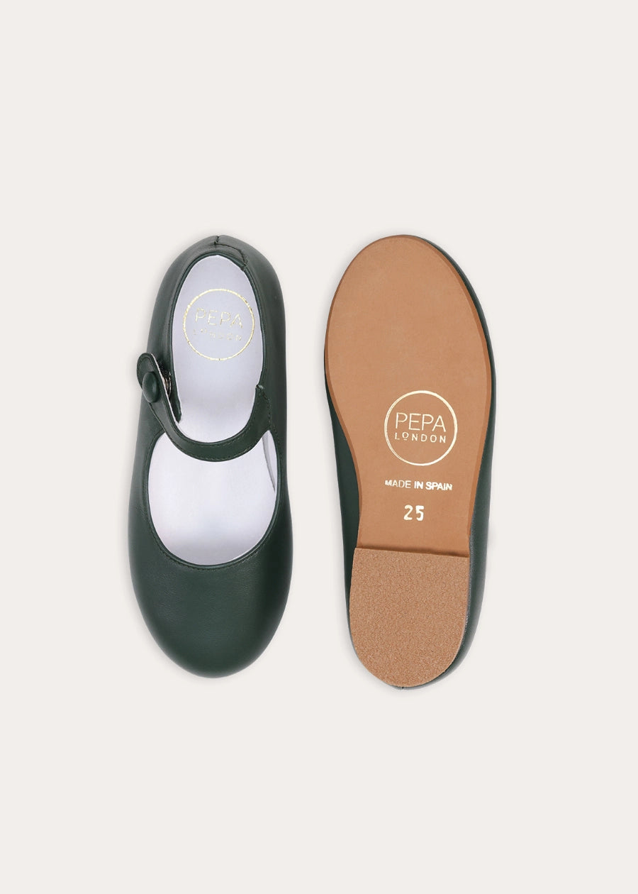 Leather Mary Jane Shoes in British Racing Green (24-36EU) Shoes from Pepa London