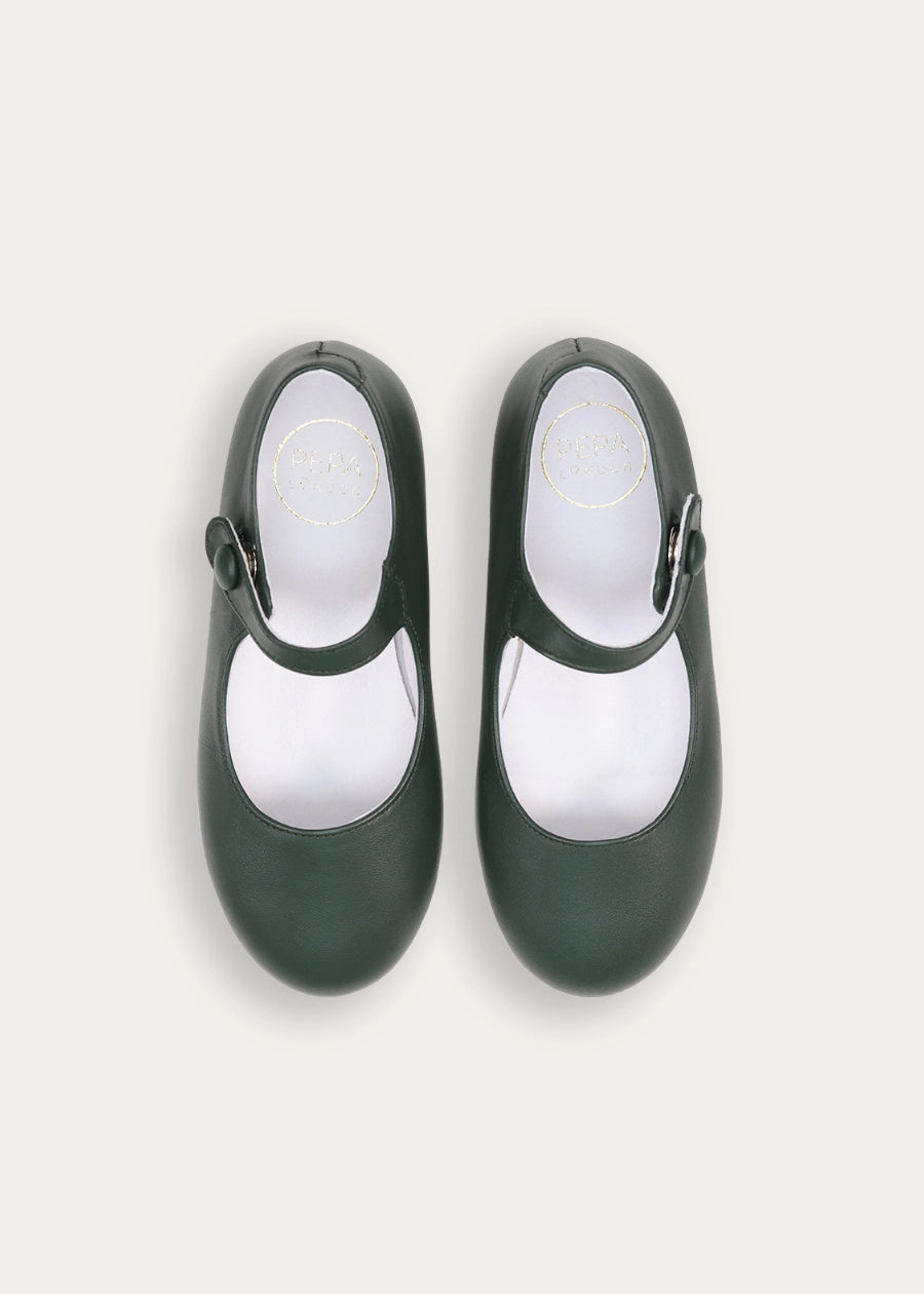 Leather Mary Jane Shoes in British Racing Green (24-36EU) Shoes from Pepa London
