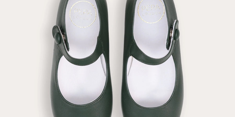 Leather Mary Jane Shoes in British Racing Green (24-36EU) Shoes from Pepa London