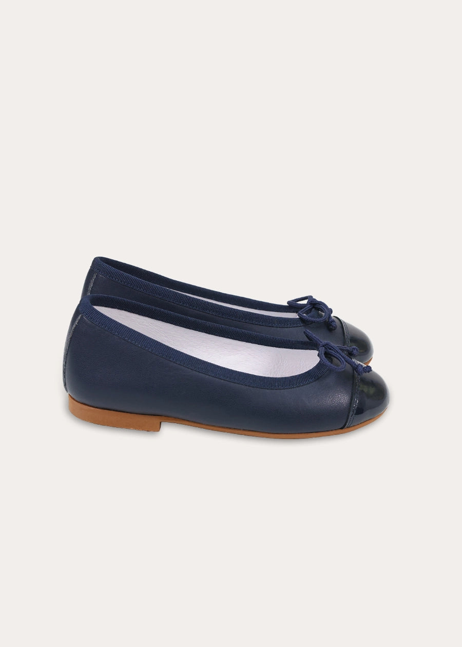 Patent Leather Ballerina Shoes in Navy (24-36EU) Shoes from Pepa London