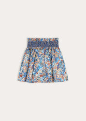 Margaret Annie Floral Elasticated Waist Skirt Made With Liberty Fabric in Blue (3-10yrs) Skirts from Pepa London