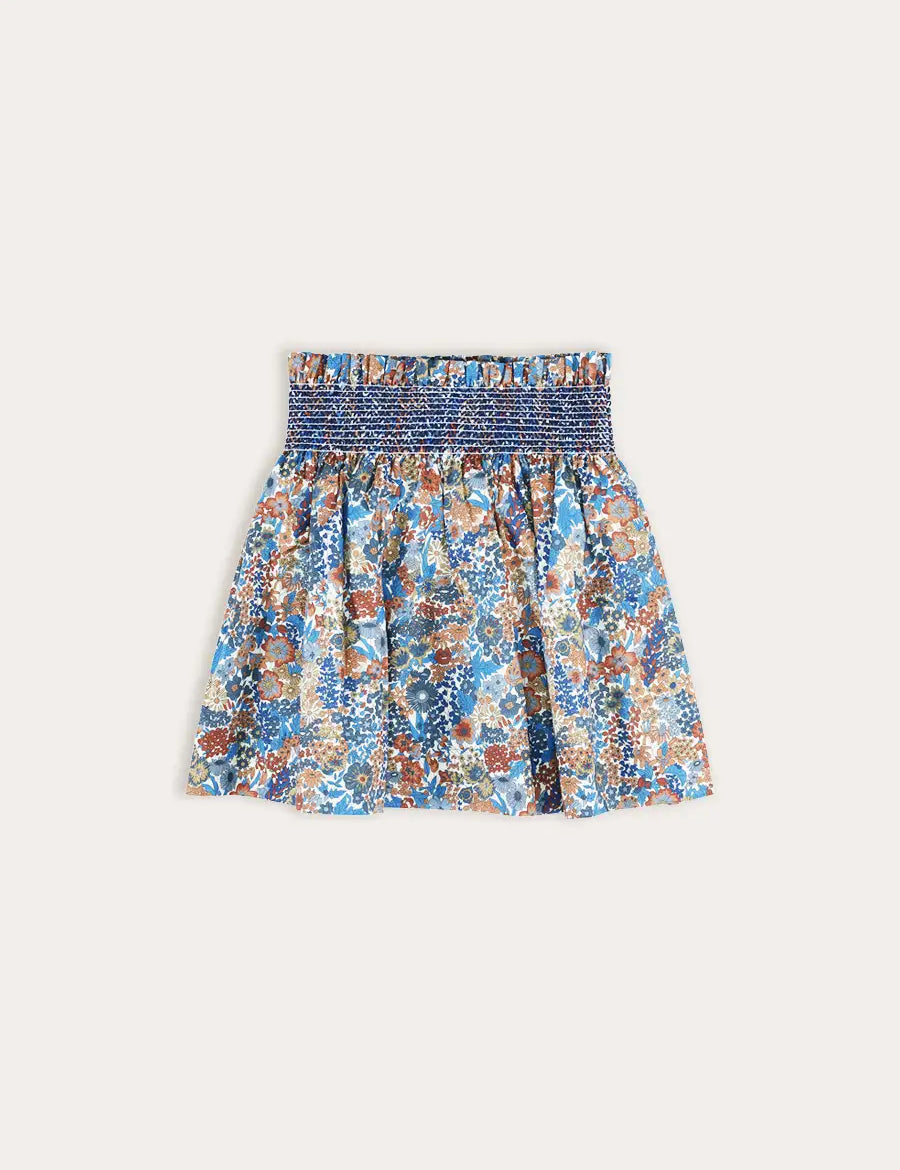 Margaret Annie Floral Elasticated Waist Skirt Made With Liberty Fabric in Blue (3-10yrs) Skirts from Pepa London