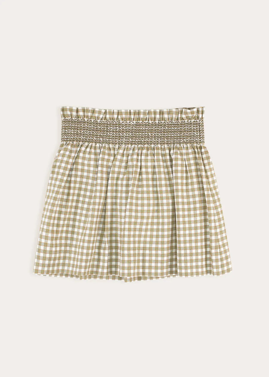 Westbury Gingham Elasticated Waist Skirt in Green (3-10yrs) Skirts from Pepa London