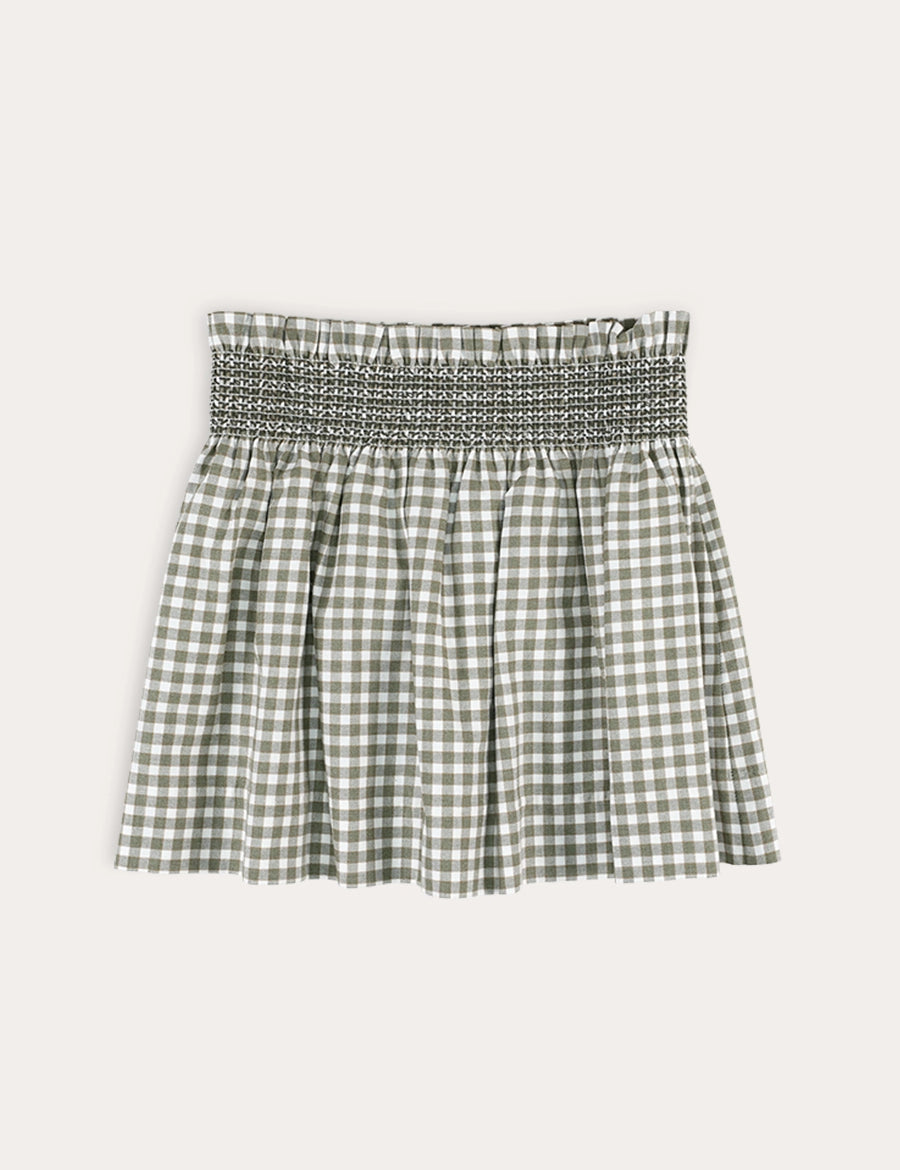 Westbury Gingham Elasticated Waist Skirt in Green (3-10yrs) Skirts from Pepa London