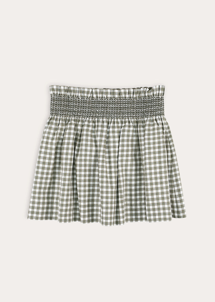 Westbury Gingham Elasticated Waist Skirt in Green (3-10yrs) Skirts from Pepa London
